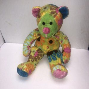 Douglas The Cuddle Toy Green Pink Floral 11 inch Plush Teddy Bear Bright Flowers